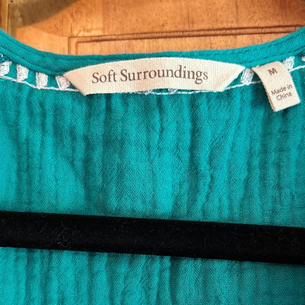 Soft Surroundings Teal and White Midi Dress - Picture 2 of 13